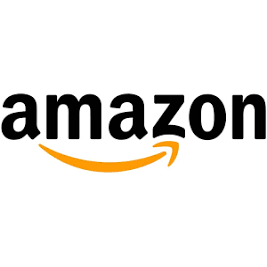 Amazon logo with black text and orange smile arrow underneath
