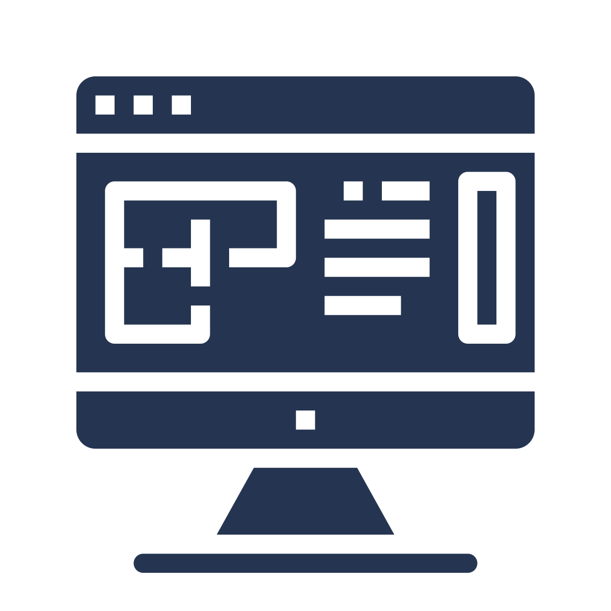 Computer monitor displaying a webpage or dashboard with charts and text.