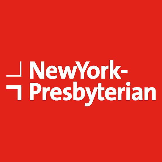 Red background with white text that reads 'New York-Presbyterian'.