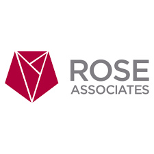 Logo of Rose & Associates with a stylized rose icon in maroon and gray text.