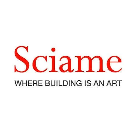 Logo with the word "Sciame" in large red letters and the tagline "WHERE BUILDING IS AN ART" below.