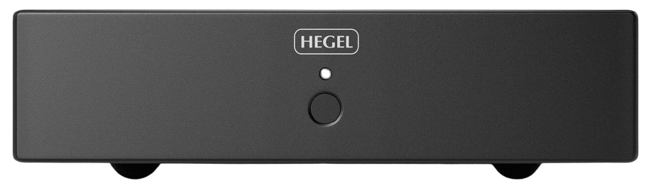HEGEL audio device with a power button and indicator light.