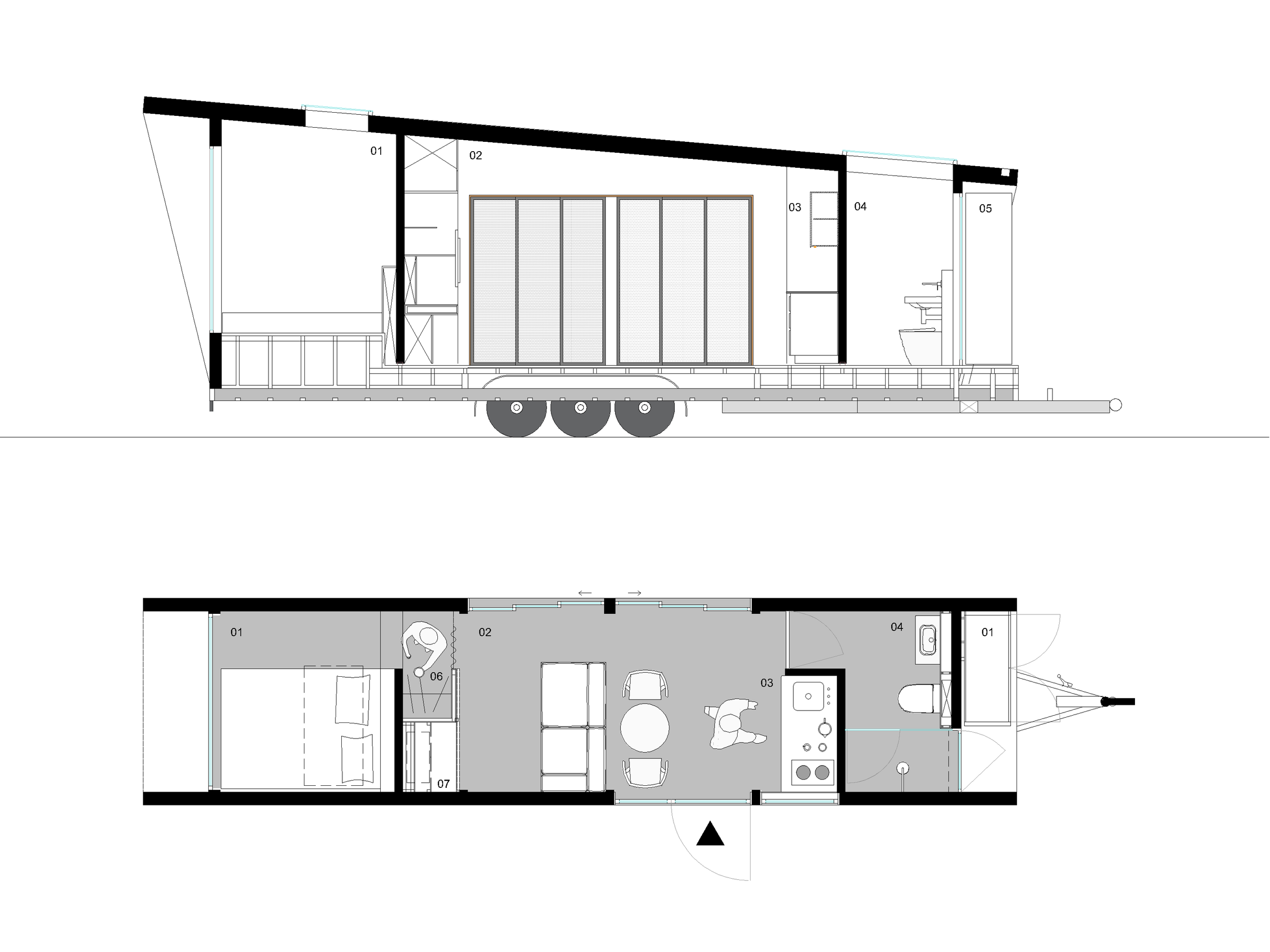 Plano arquitectónico del módulo para hotel en Baja California. Diseñado por MOR Studio.