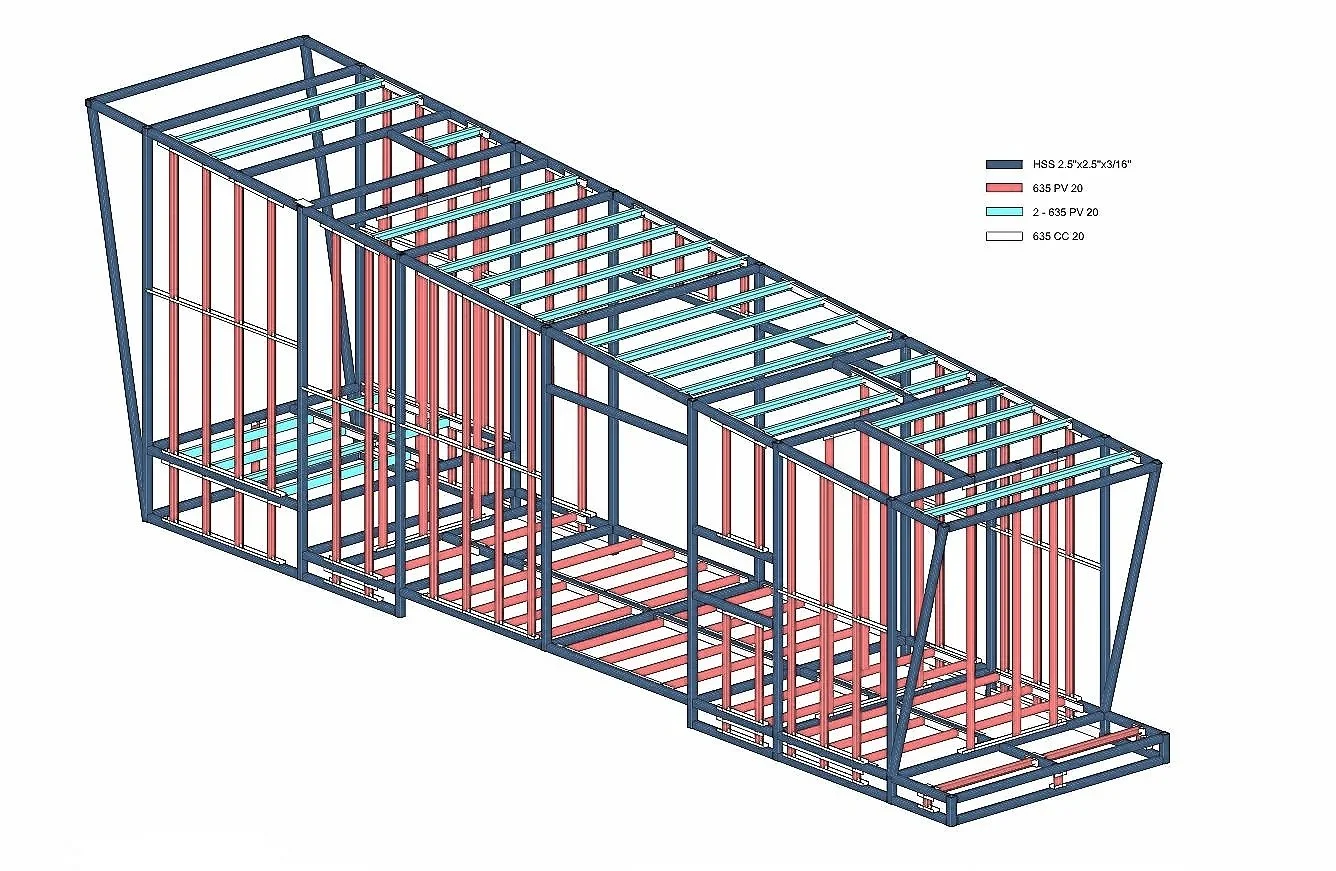 Esquema de estructura del módulo para hotel en Baja California. Diseñado por MOR Studio.