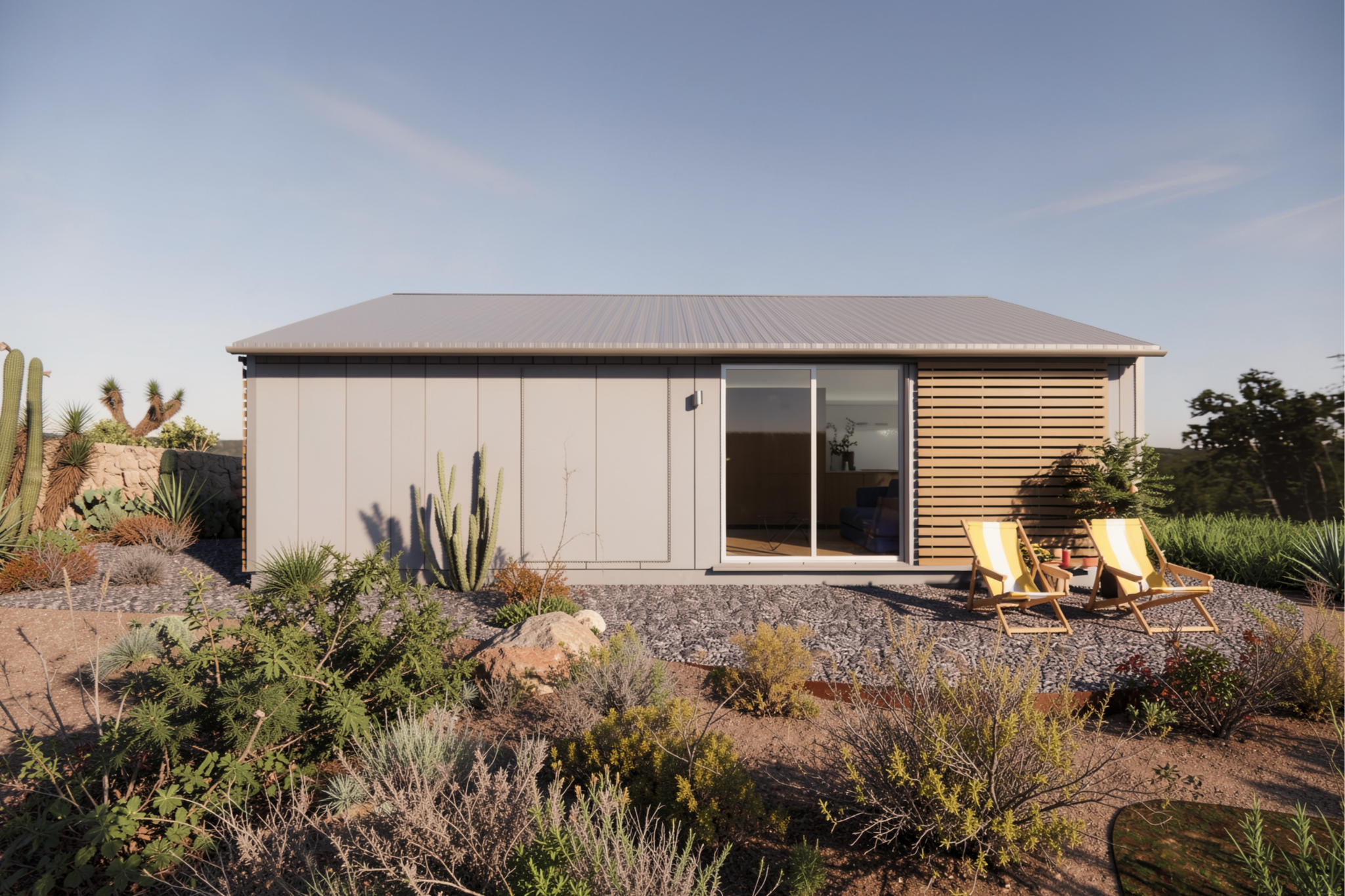 Vivienda unifamiliar prefabricada y de construcción en seco. Ubicada en San Miguel de Allende en México. Diseñada por MOR Studio.