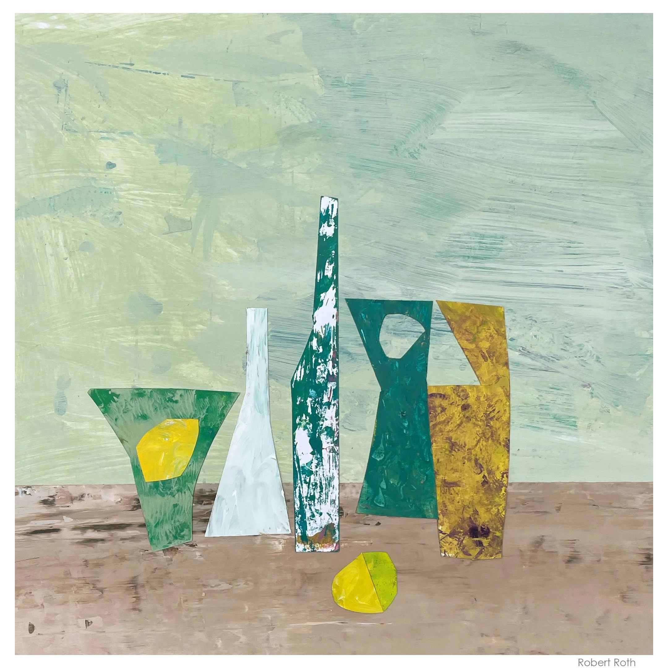 Lemon Lime, 2026, 12 × 12 in, gouache, collage on paper
