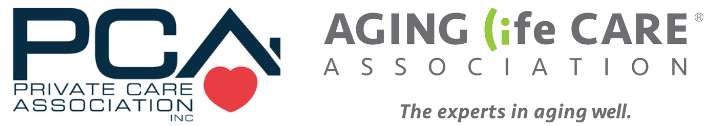 Logo of the Private Care Association (PCA) and Aging Life Care Association with the tagline 'The experts in aging well.'