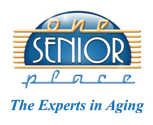 Senior Care logo with a blue and gold design, featuring the text 'Senior Care' and the tagline 'The Experts in Aging'