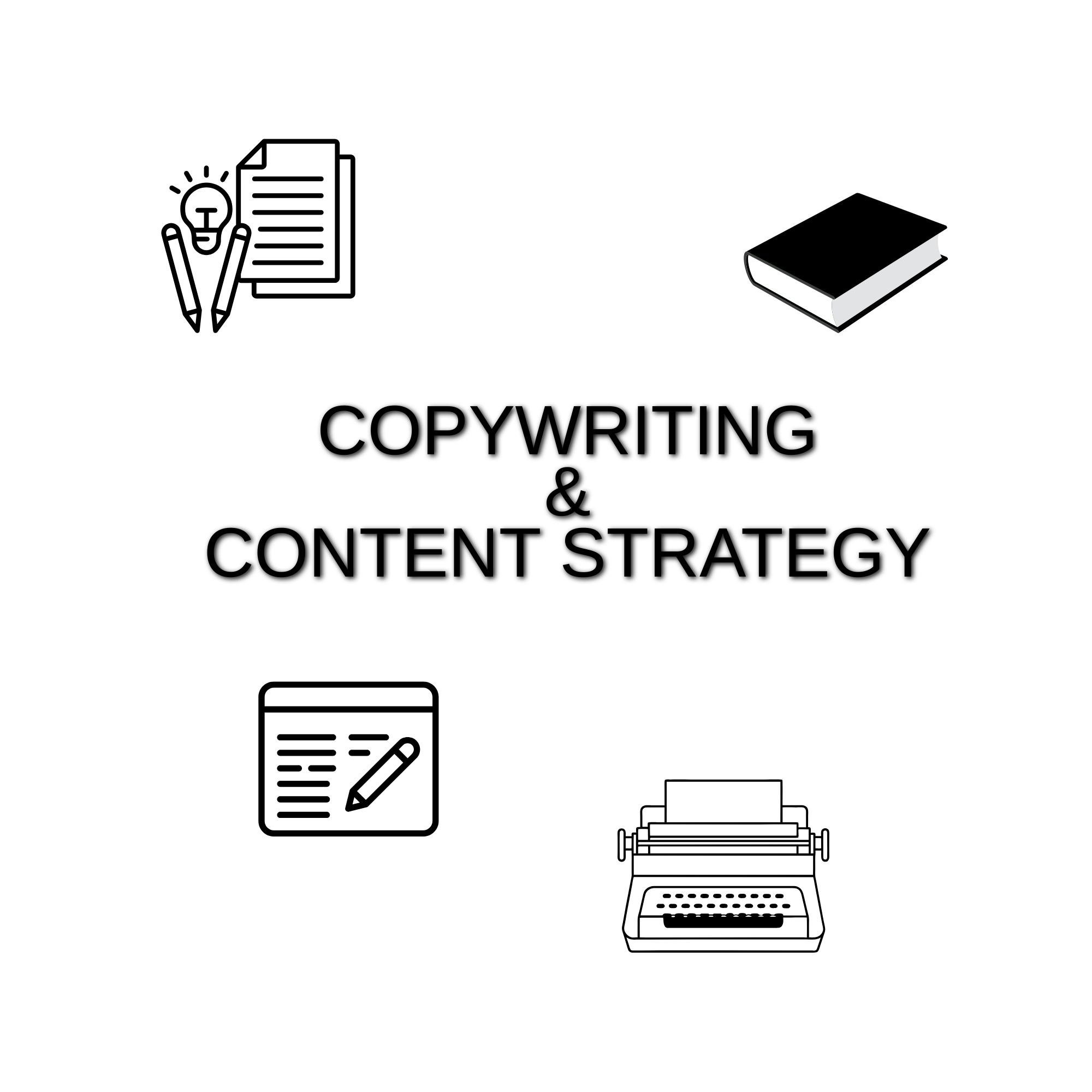Image depicting items that represent copywriting and content strategy
