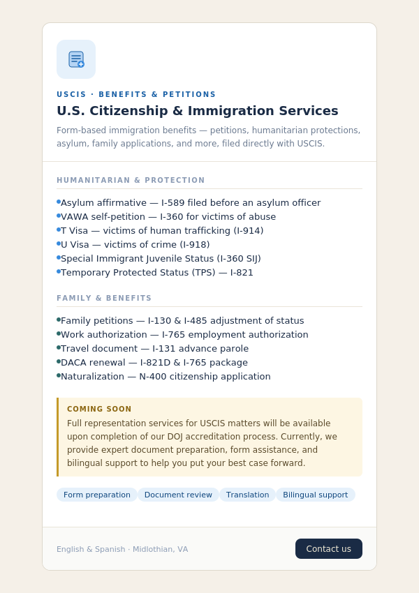 U.S. Citizenship & Immigration Services