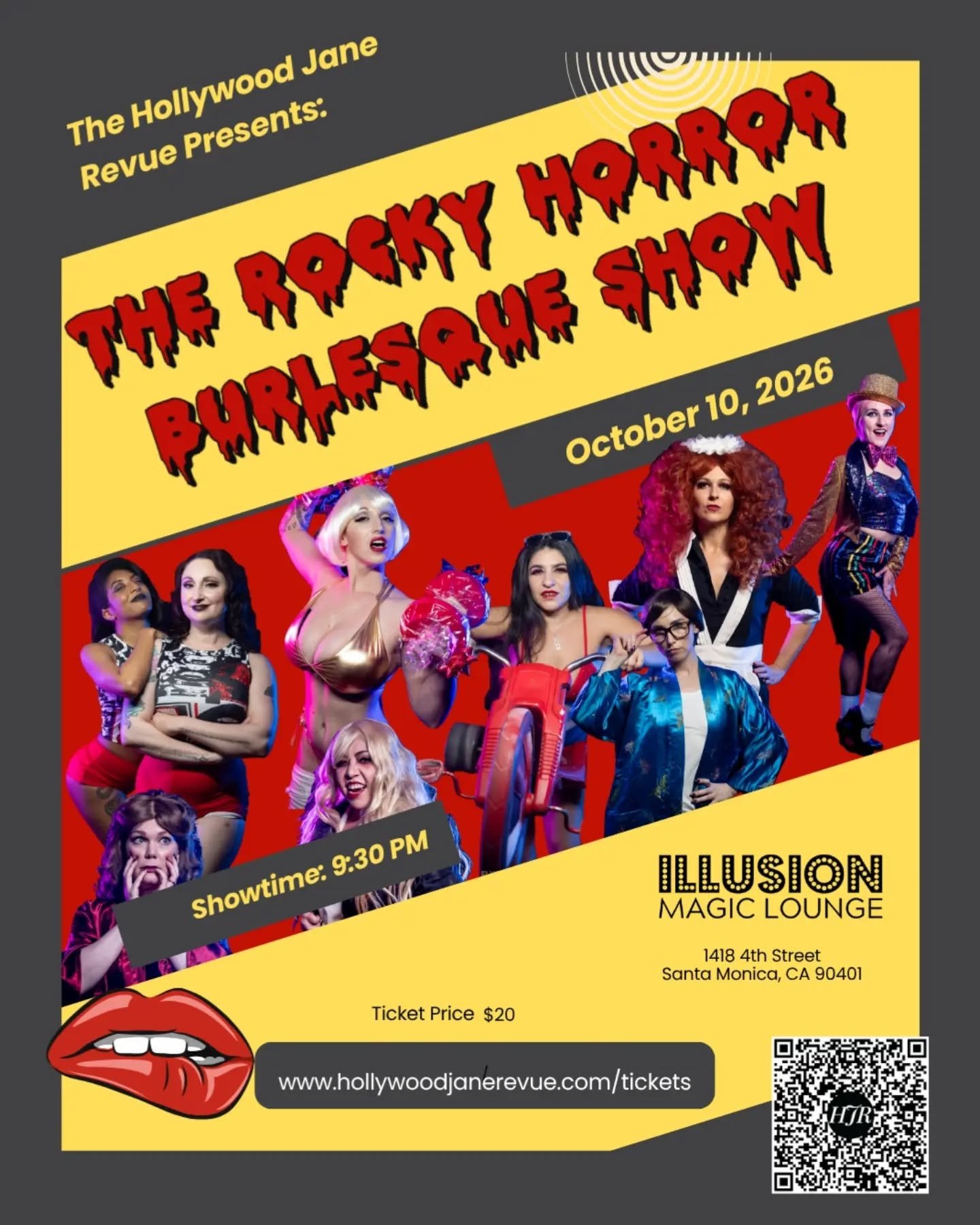 Save the date! Our nest show is October 10th at Illusion Magic Lounge! 

Use discount code EarlyBird now at
Hollywoodjanerevue.com/tickets