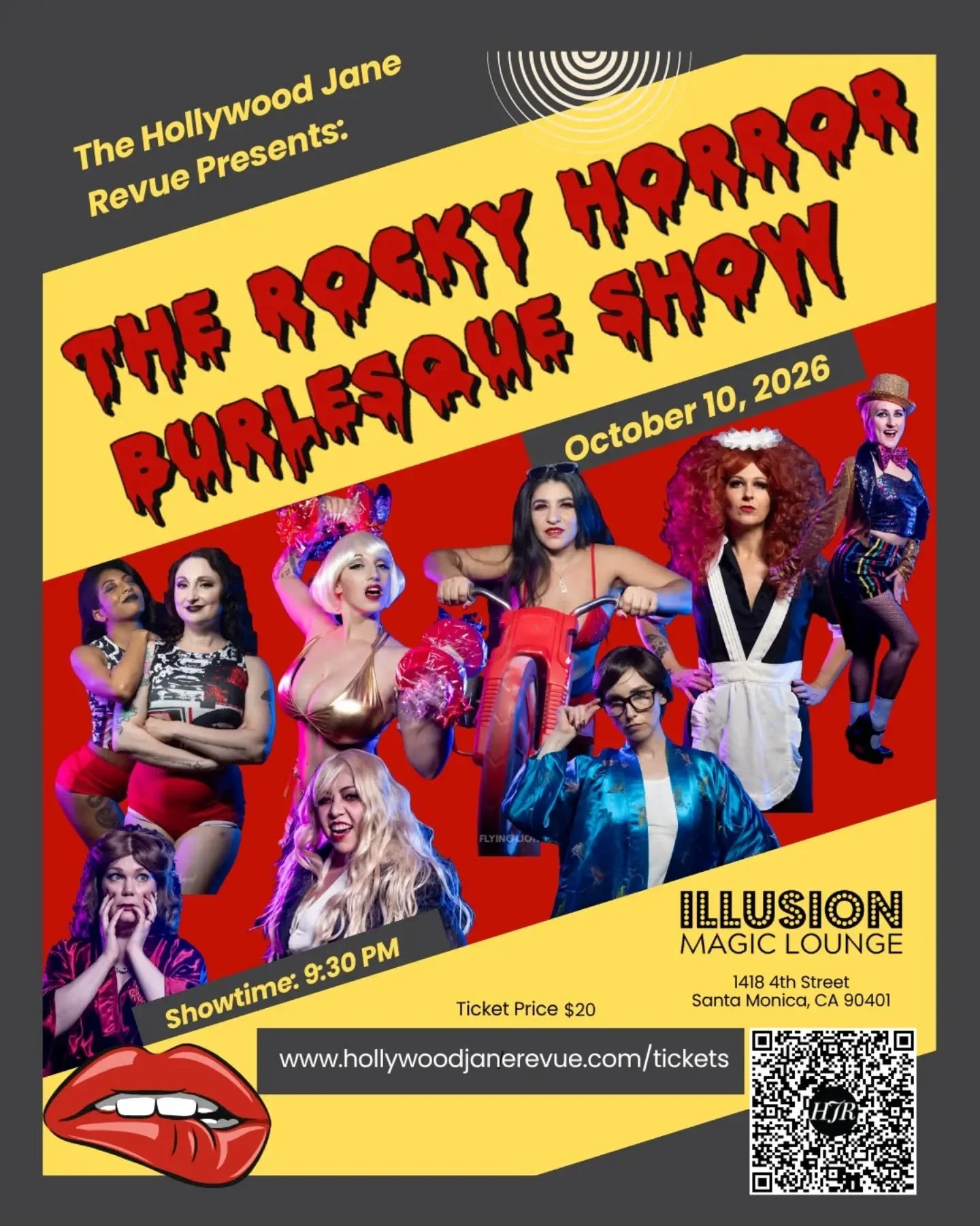 October 10th! The Hollywood Jane Revue is taking over Illusion Magic Lounge for a night that will thrill you, chill you, and fulfill you! The Rocky Horror Burlesque Show is back! We've been bringing Rocky Horror Burlesque to Los Angeles since 2014, a