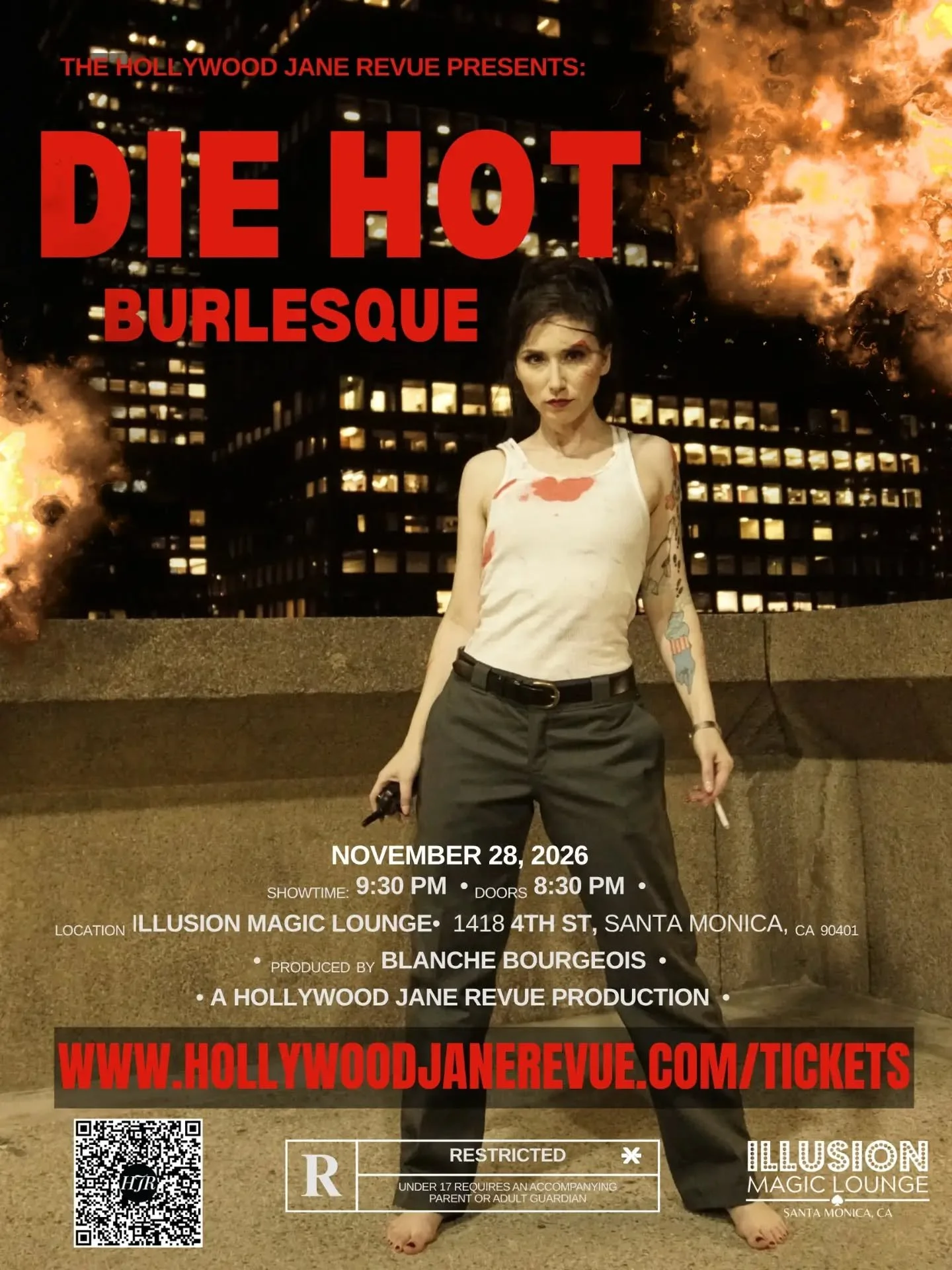 Our next show is November 28th at Illusion Magic Lounge! Join us while we debate the question- is a Die Hard Burlesque show a Christmas Burlesque Show? 

Tickets available at hollywoodjanerevue.com/tickets.  Use discount code EarlyBird now for $5 off
