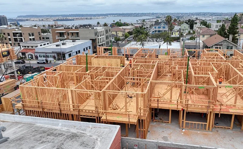 wood framing project progress photo in downtown San Diego