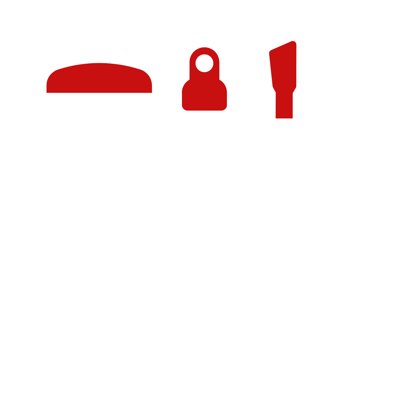 Stylized illustration of an adjustable suspension coil spring, a piston, and a shock absorber, all depicted in white with red accents against a black background.