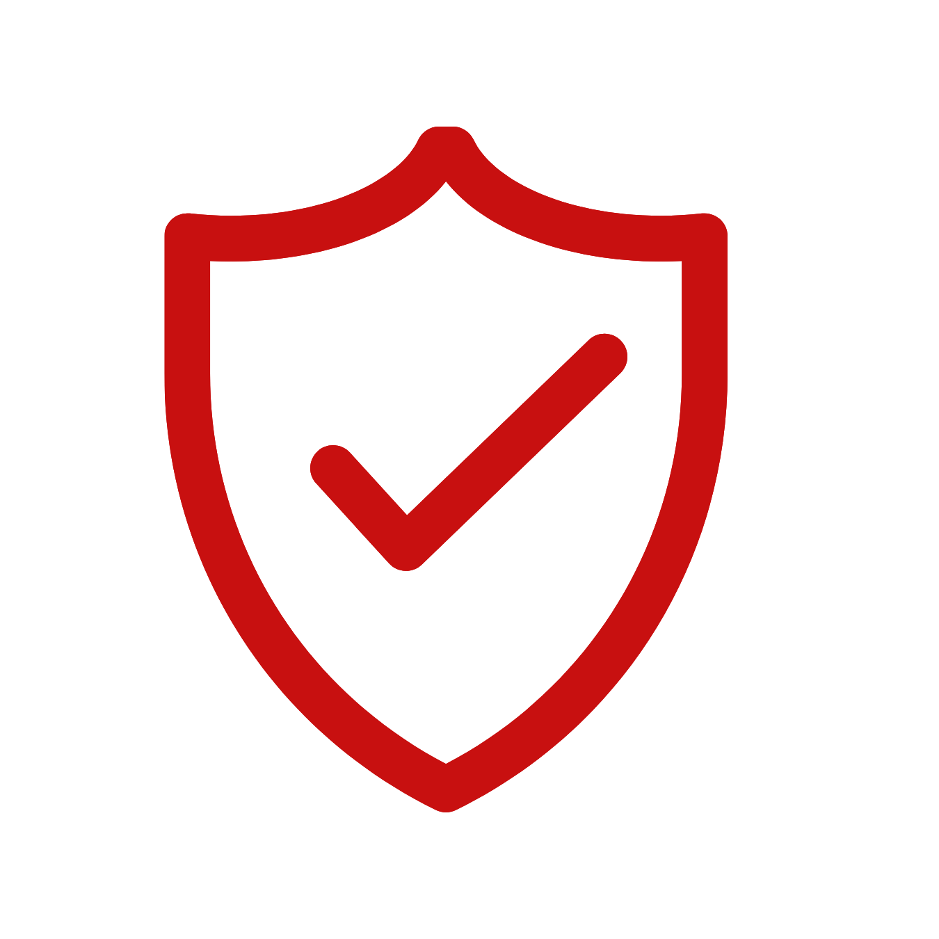 Red shield with a checkmark in the center, symbolizing security or protection.