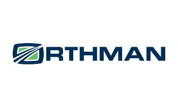 The image shows a logo with the word 'ORTHMAN' and a stylized symbol resembling a mountain or hill with a green and blue color scheme.