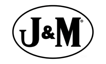 J&M logo in black with an oval outline around the text.