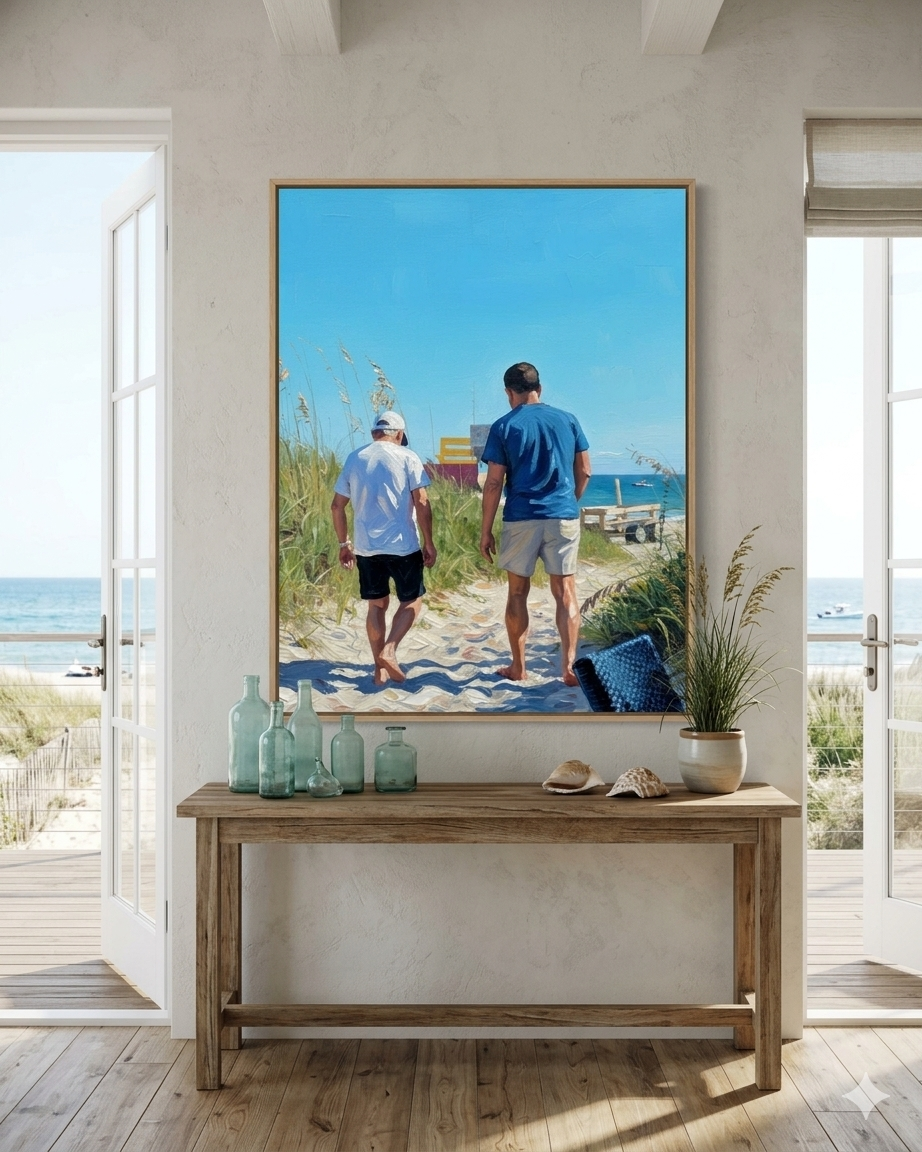 Father and Son Walking on the Beach - Room Setting.png