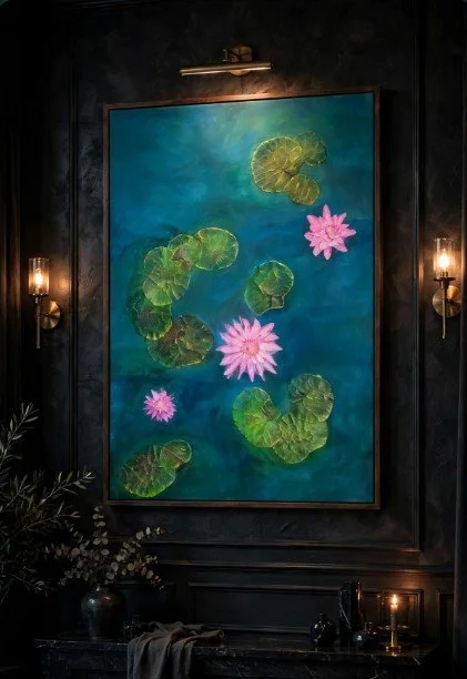 Monets Pink in Dark Room.jpg