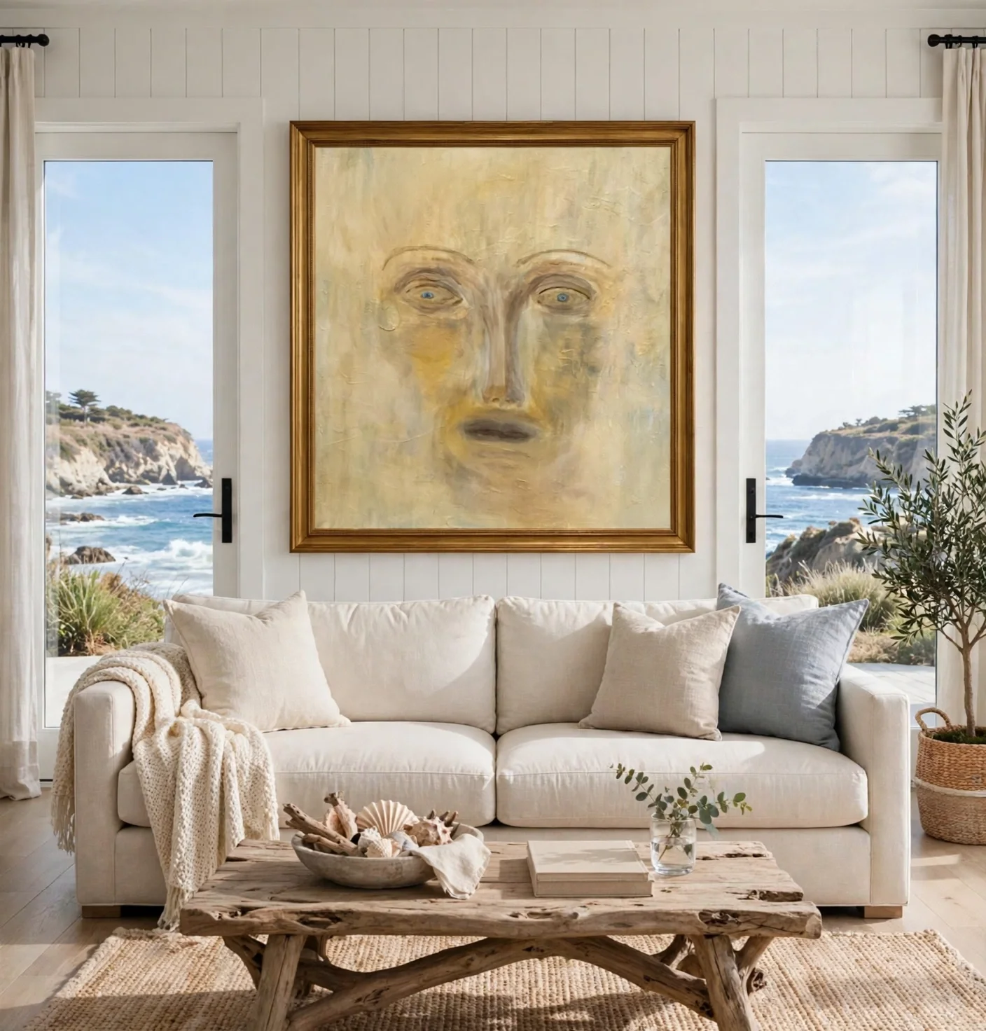 Gold Face in Coastal Room.webp