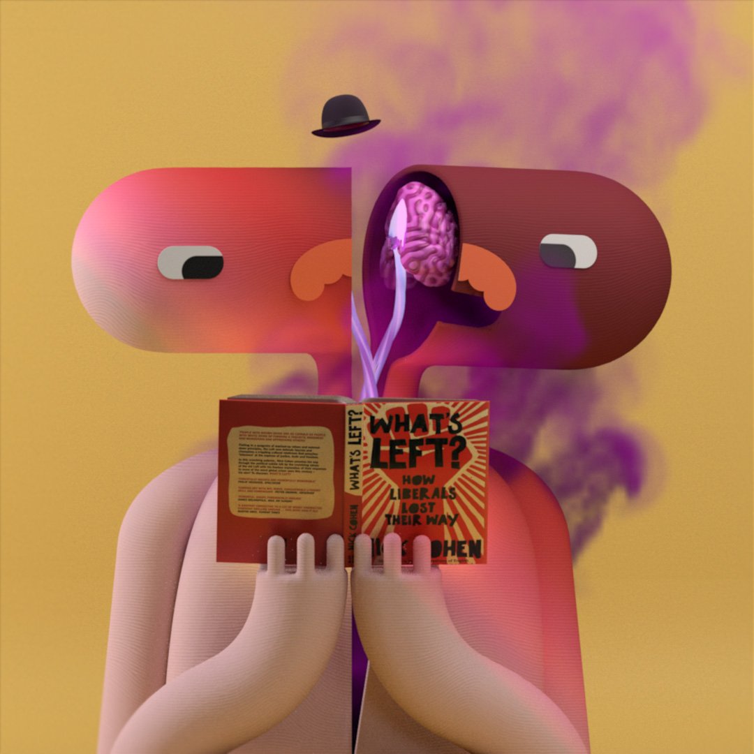3D editorial illustration inspired by What's Left? by Nick Cohen.