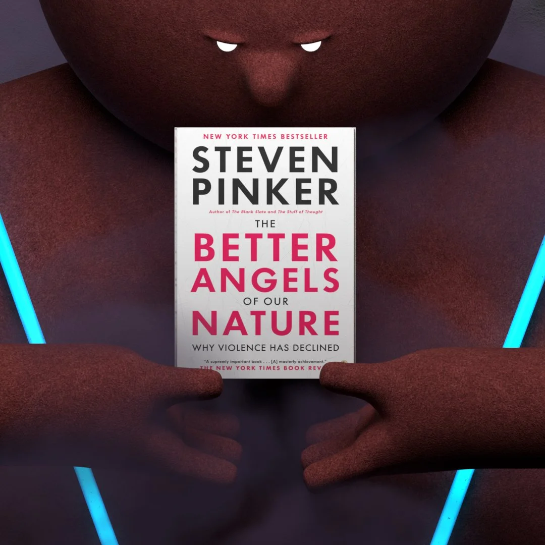 3D editorial illustration inspired by The Better Angels of Our Nature by Steven Pinker.