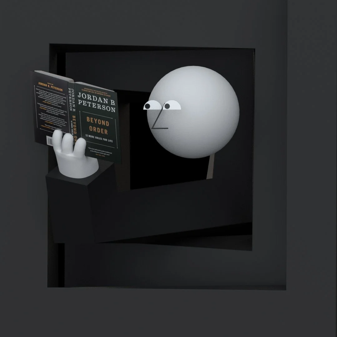3D editorial illustration inspired by Beyond Order: 12 More Rules for Life by Jordan B. Peterson.