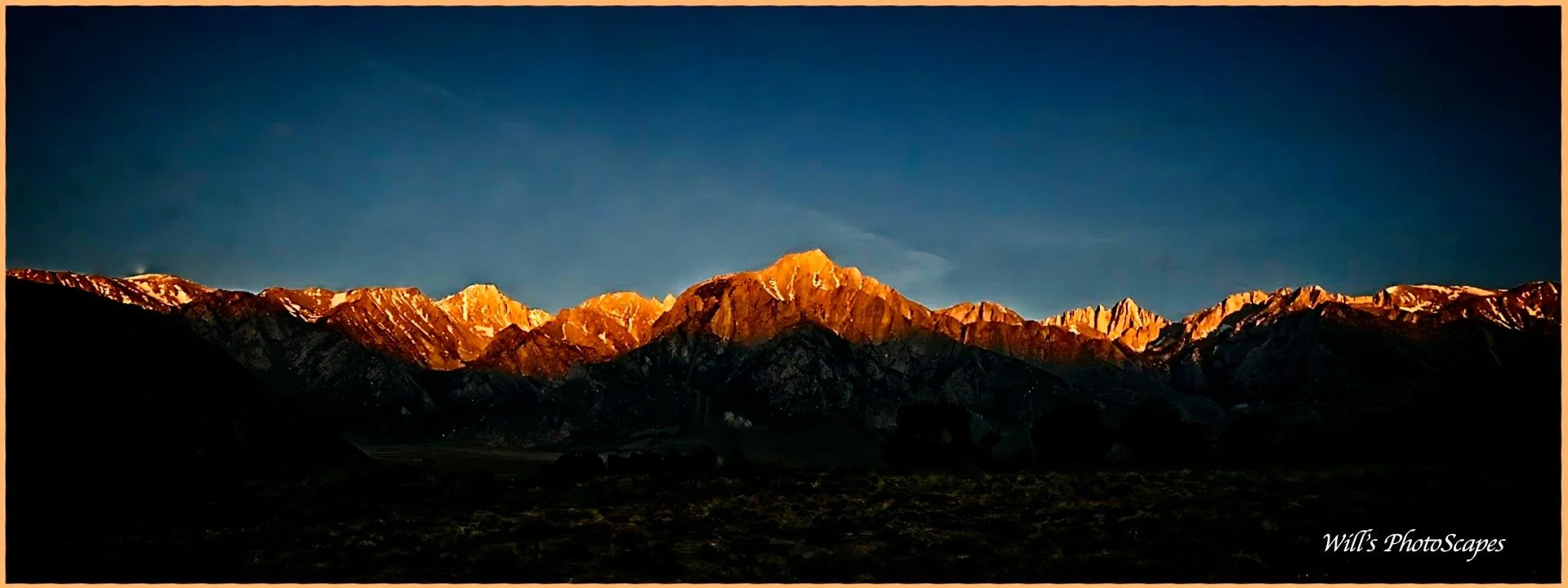 Eastern Sierra Night Glow (12x32 panoramic)