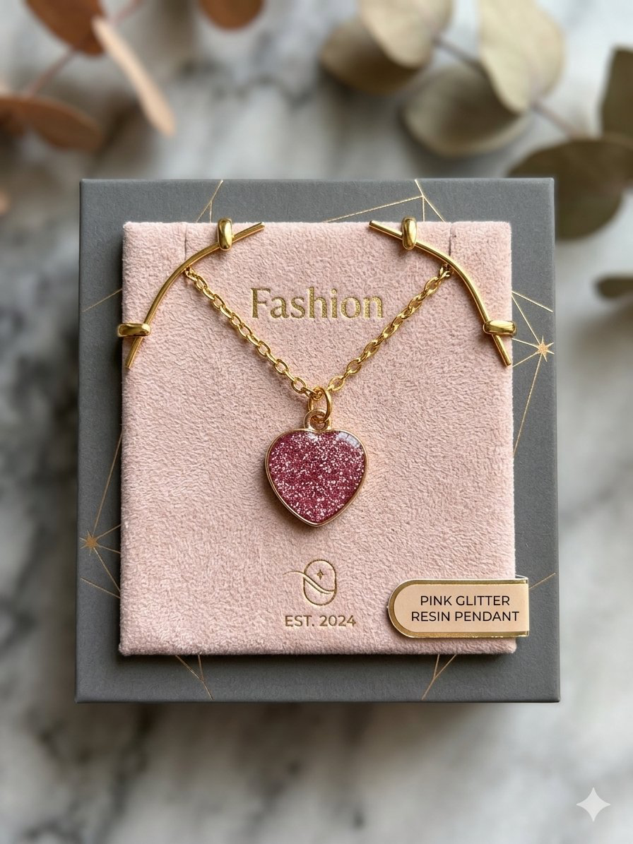 Purple Sparkle Heart Necklace 18"