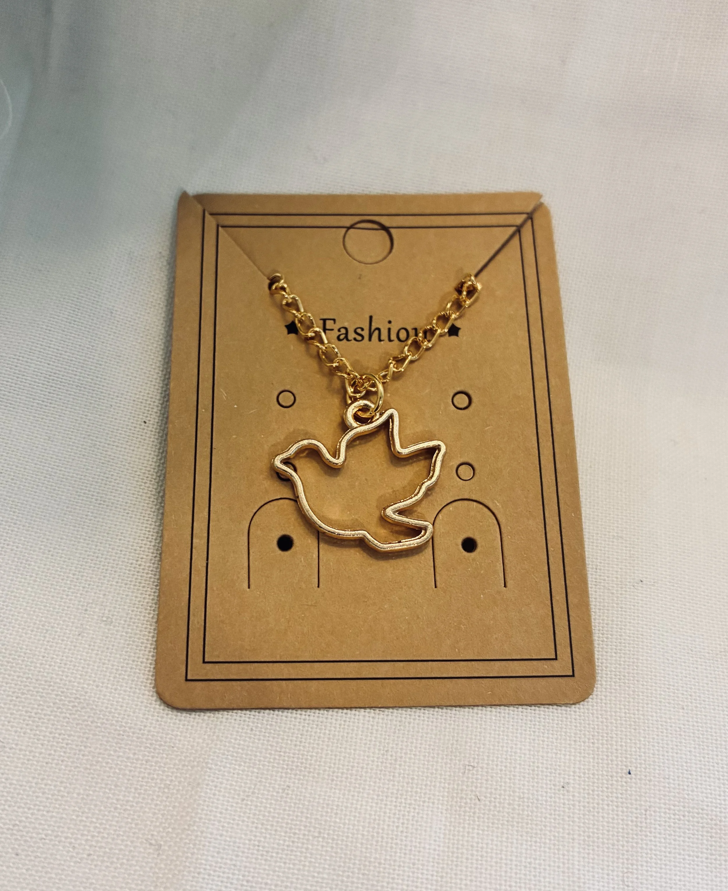 Gold Flying Dove Necklace 18"