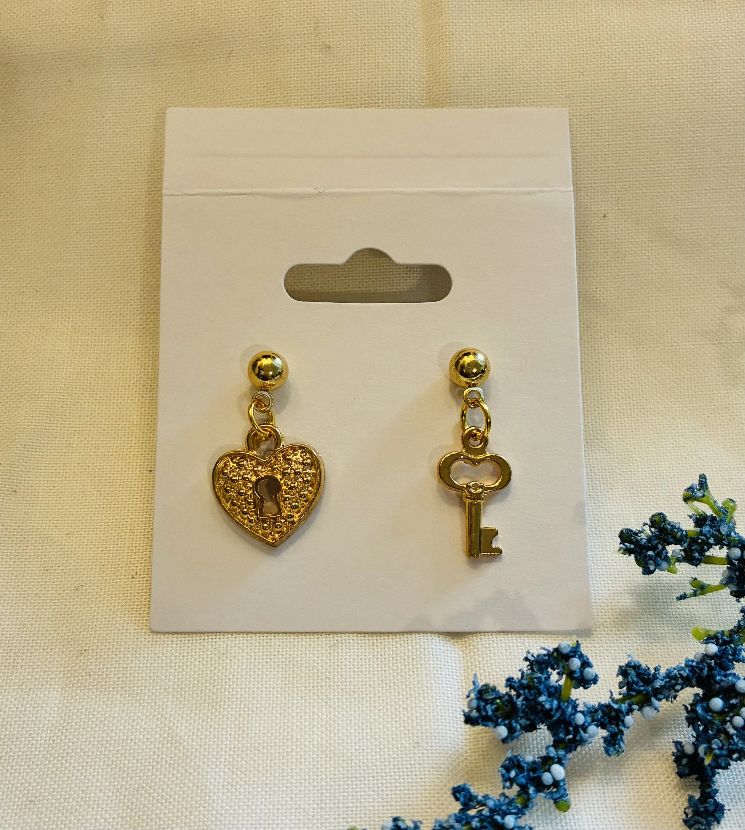 Heart Lock & Key earrings H/a