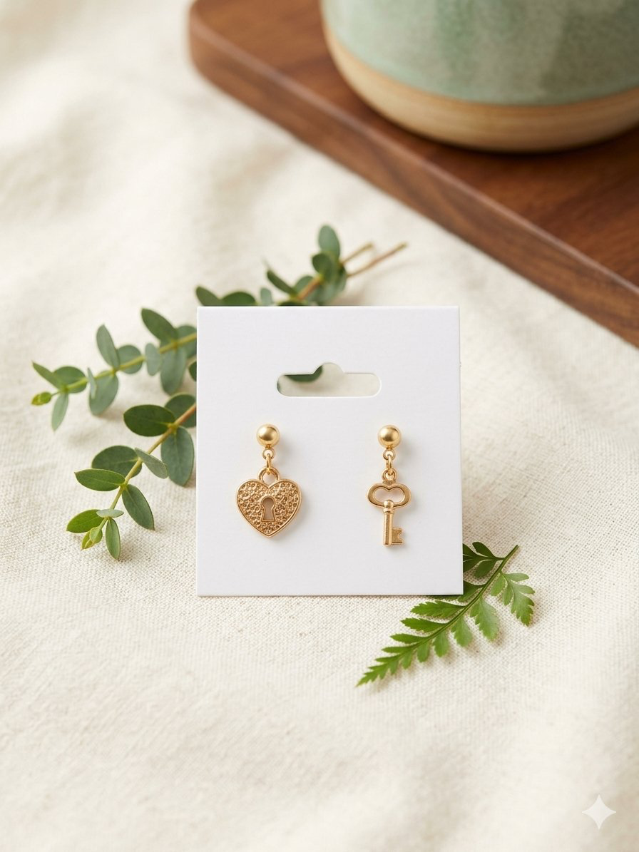 Heart Lock & Key earrings H/a