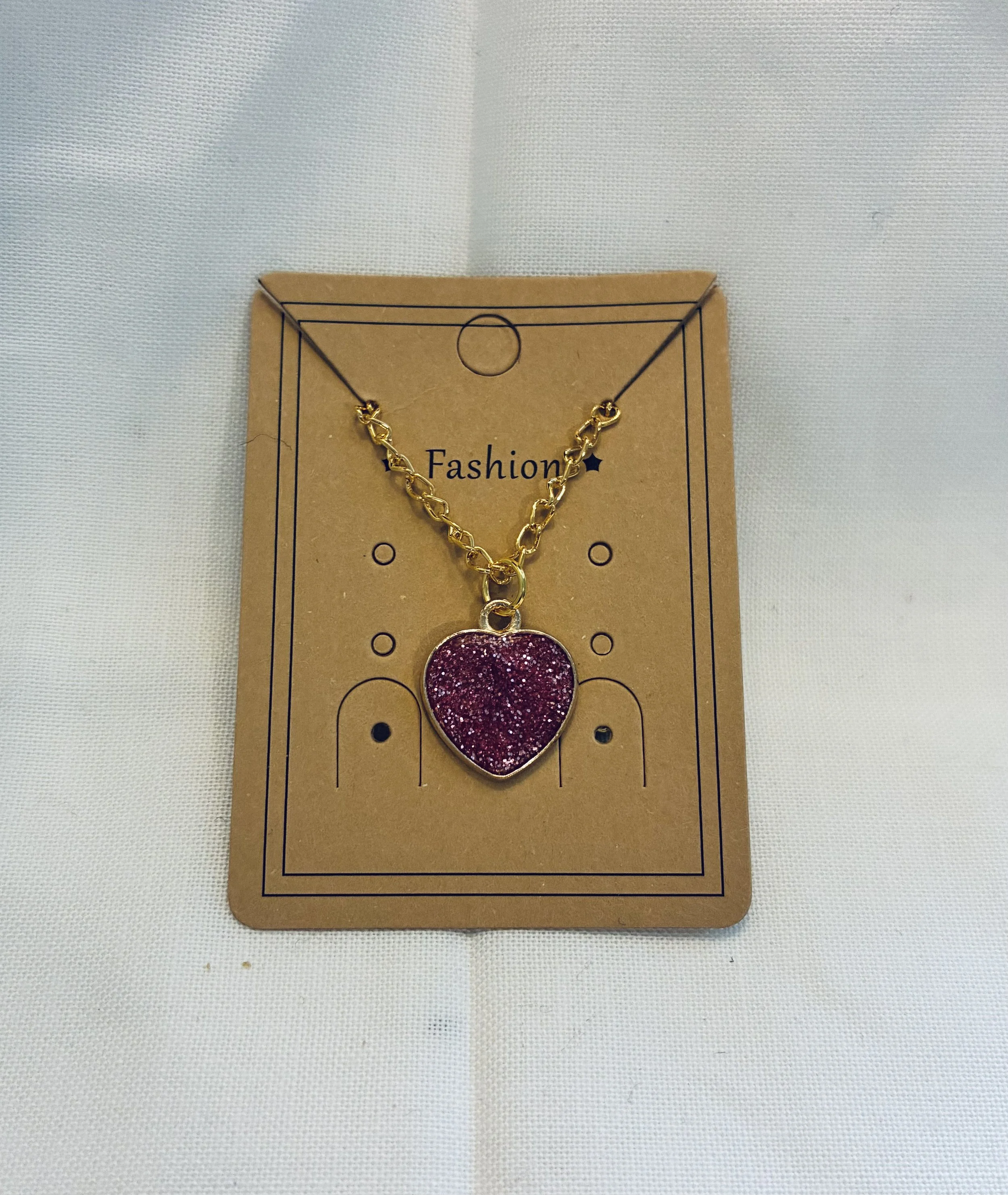 Purple Sparkle Heart Necklace 18"