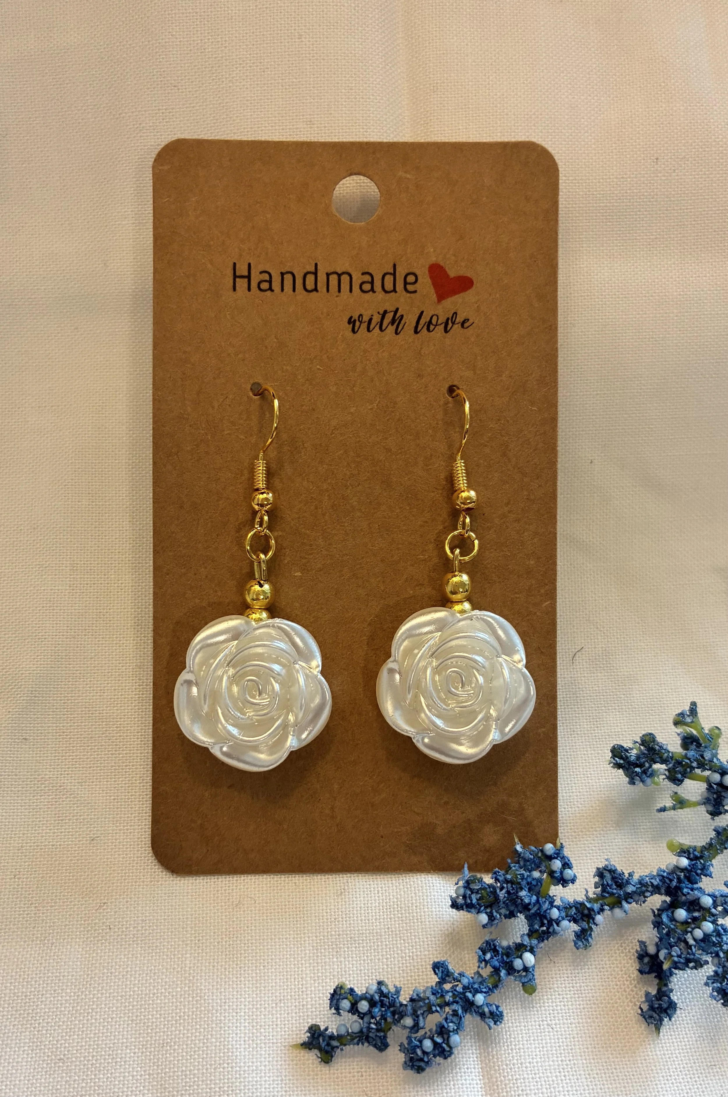 White Rose Earrings