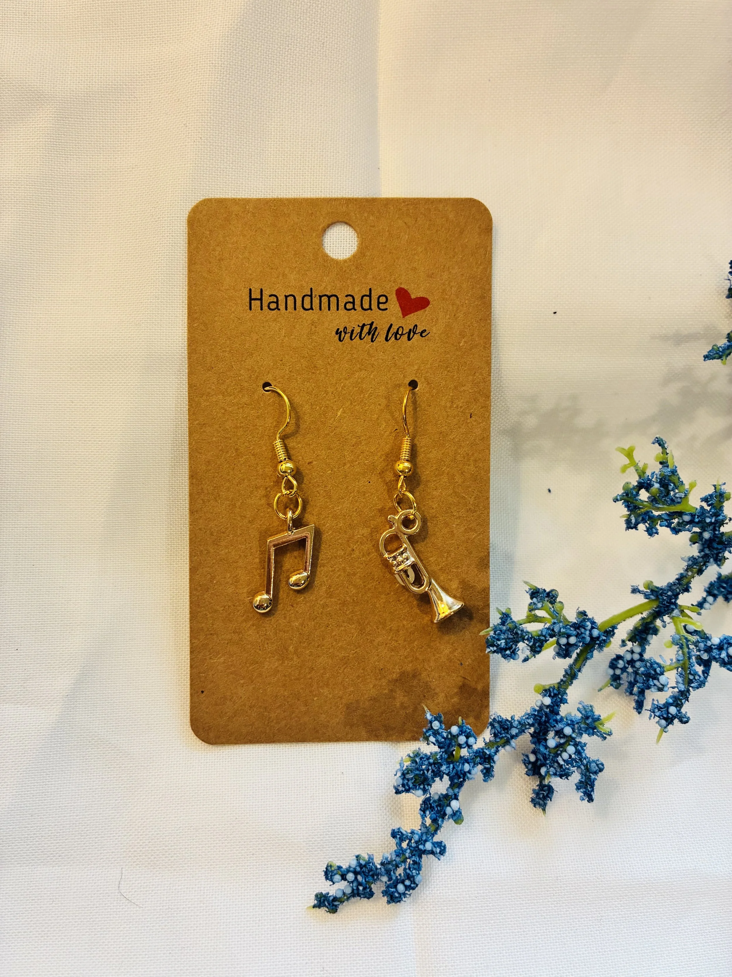 Music note & Trumpet mismatched earrings