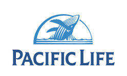 Pacific Life logo with a stylized whale tail inside a circle