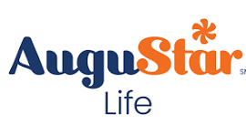 Augusta Life logo with the text 'Augusta' in blue and 'Star' in orange, and a small orange starburst element above the 'r'