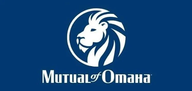 Logo featuring a lion's head in a circle with the text 'Mutual of Omaha' underneath.