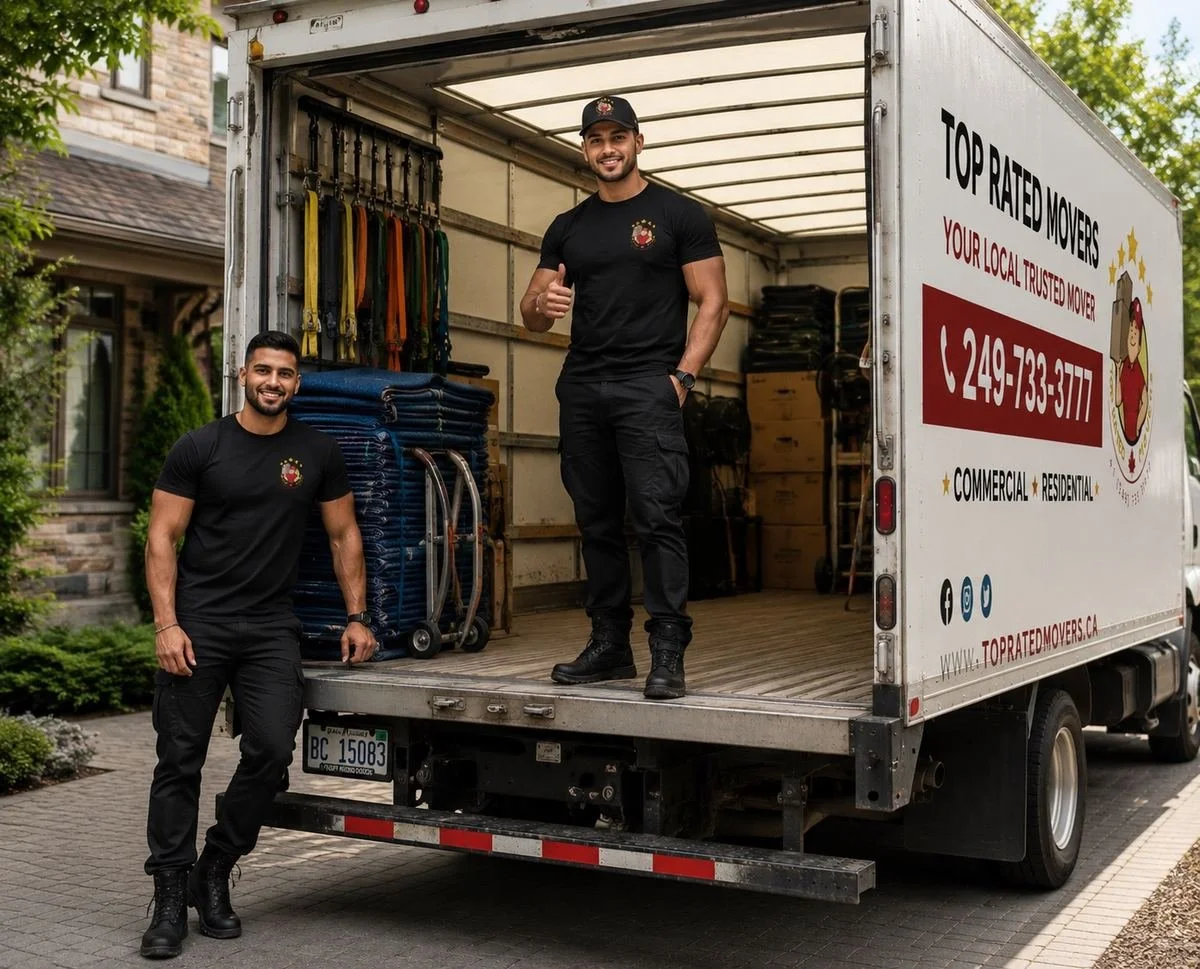 Top Rated Movers team with moving truck in Aurora, Ontario