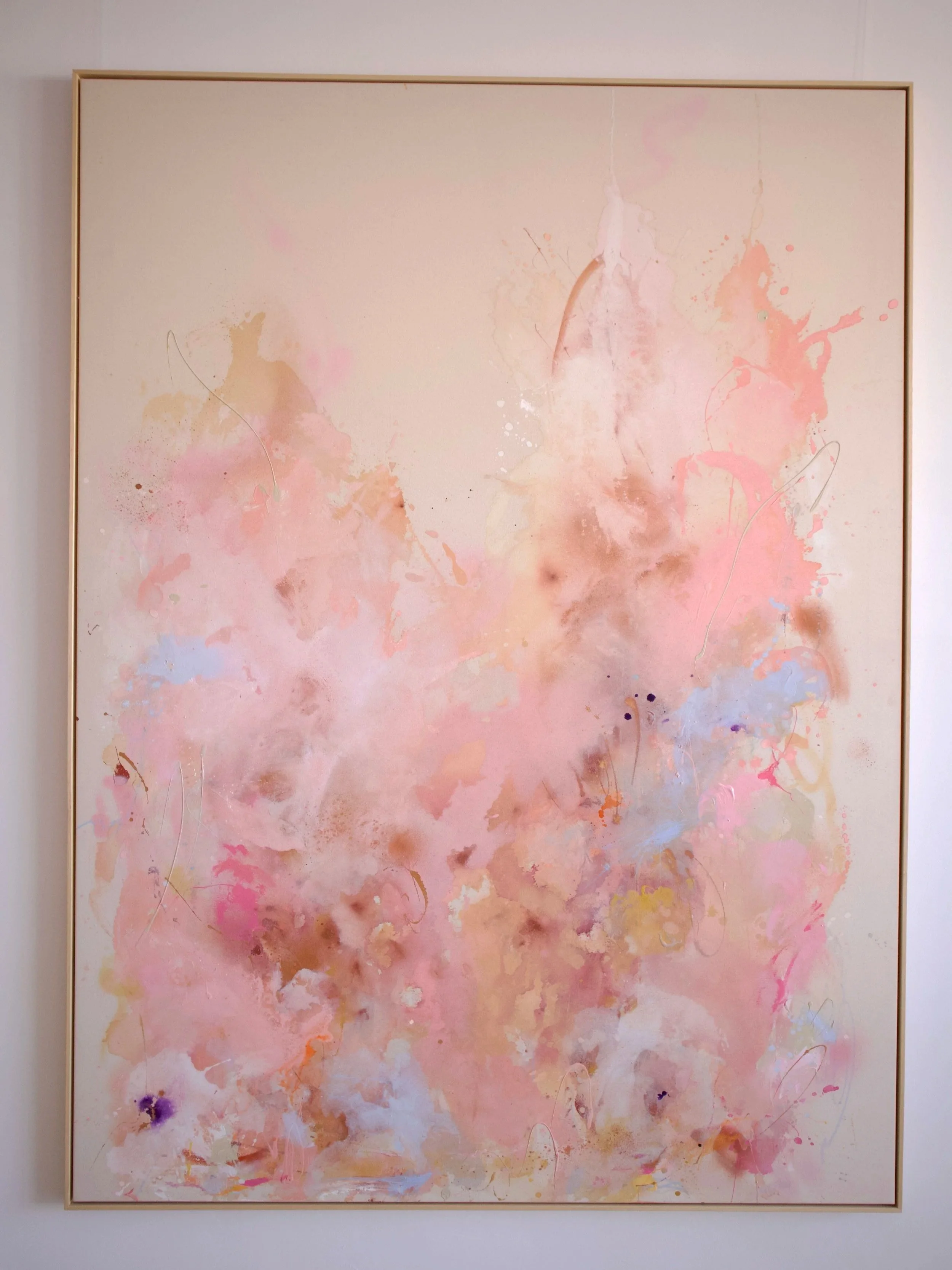 Original artwork "Pause" by Mallorca artist Denize Jung, created with layered glazing techniques in soft natural tones.