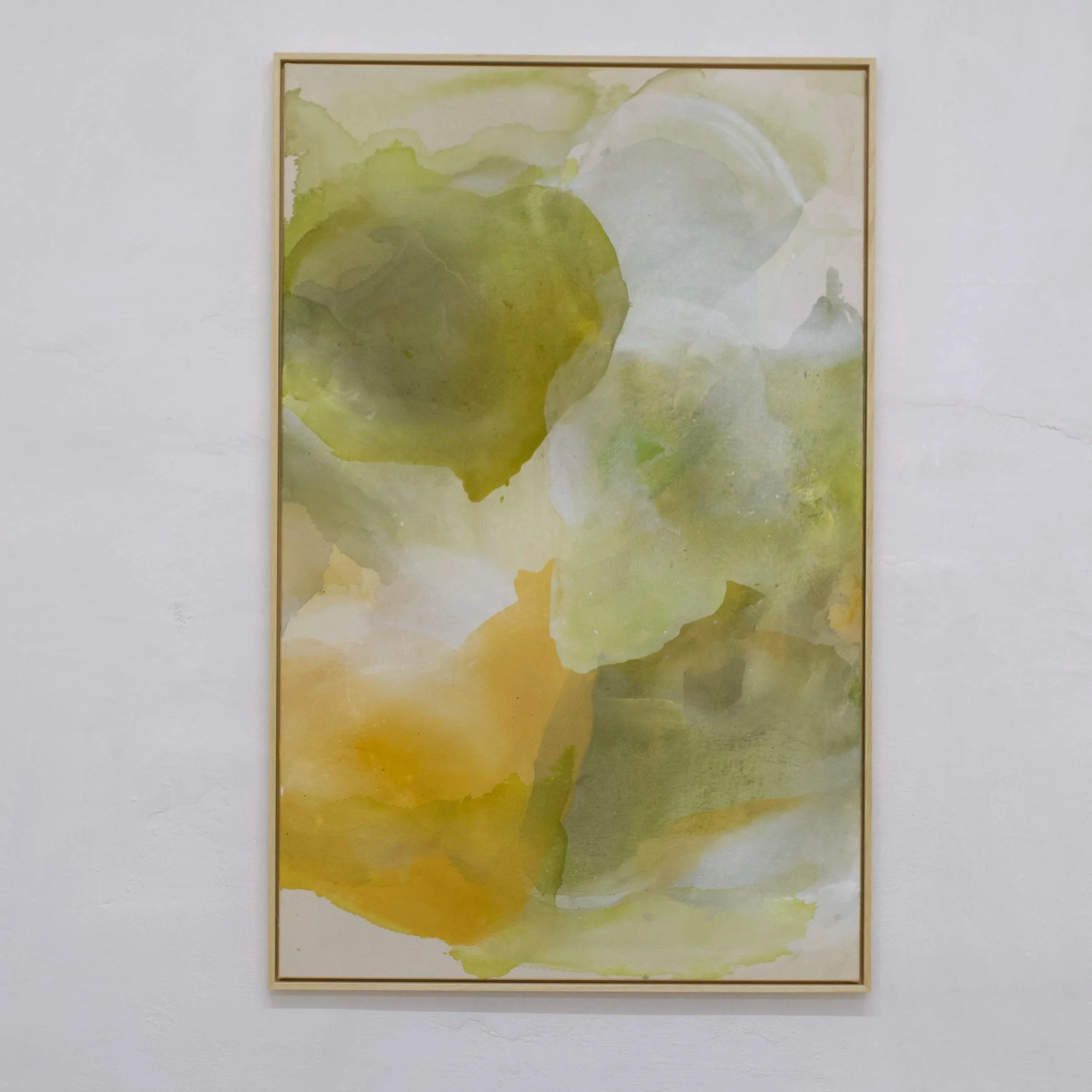 Original abstract painting "Between Olive Trees" by Denize Jung, inspired by Mediterranean landscapes, olive trees and natural textures.