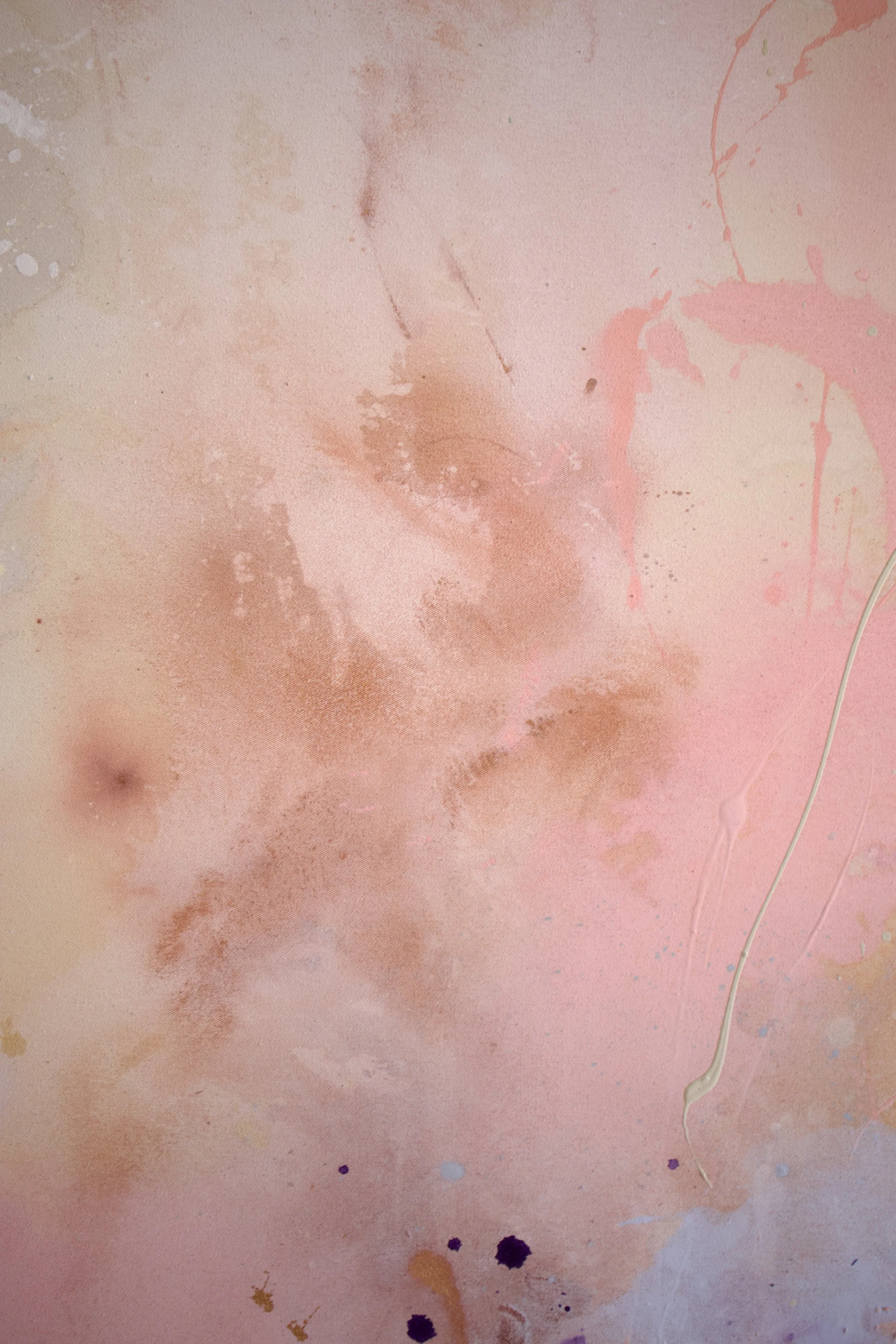 Abstrakte Aquarellmalerei in Pastellfarben mit Spray- und Farbtropfen-Effekten