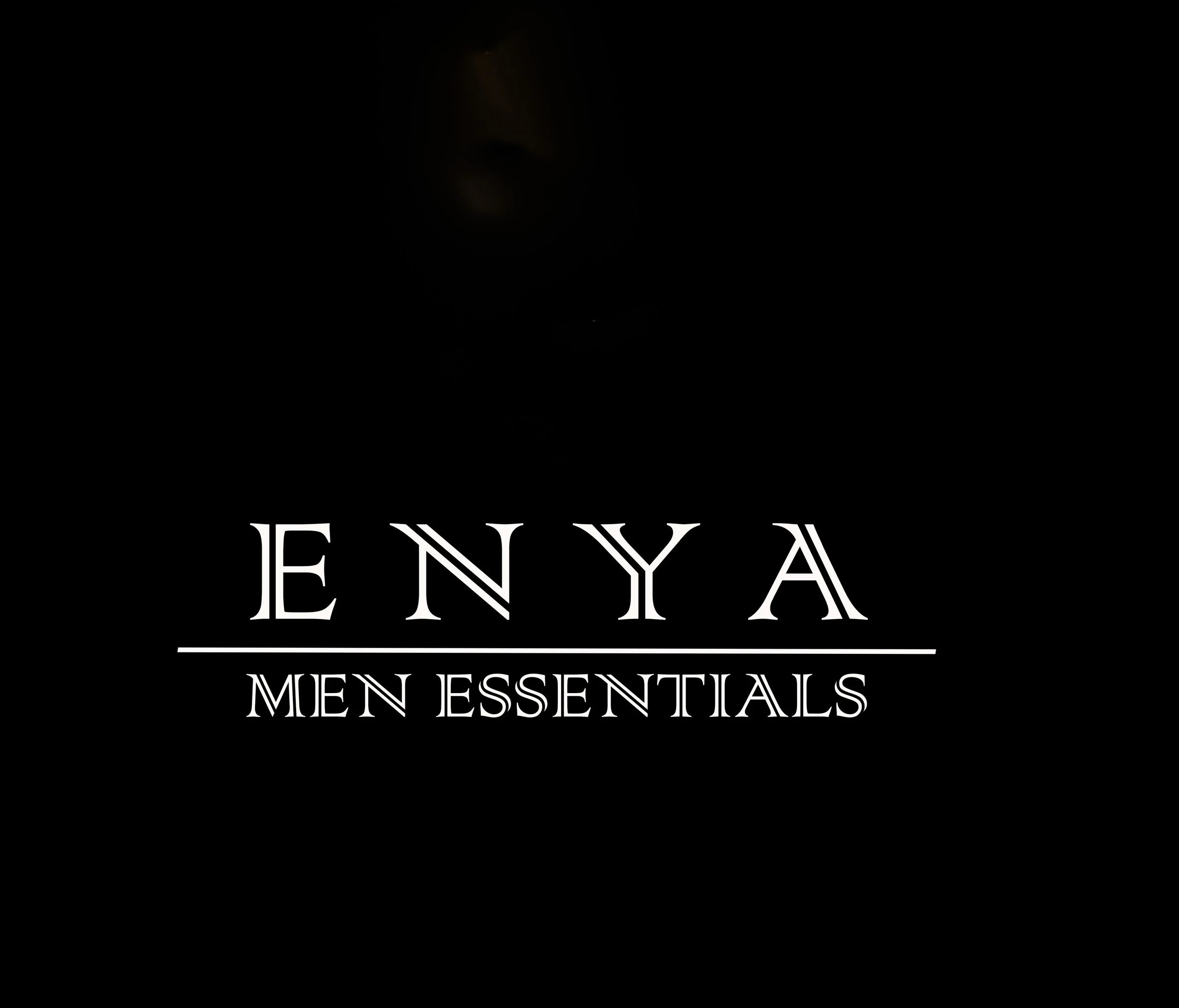 Black background with white text that reads 'ENTYAL MEN ESSENTIALS' and a minimalistic design.
