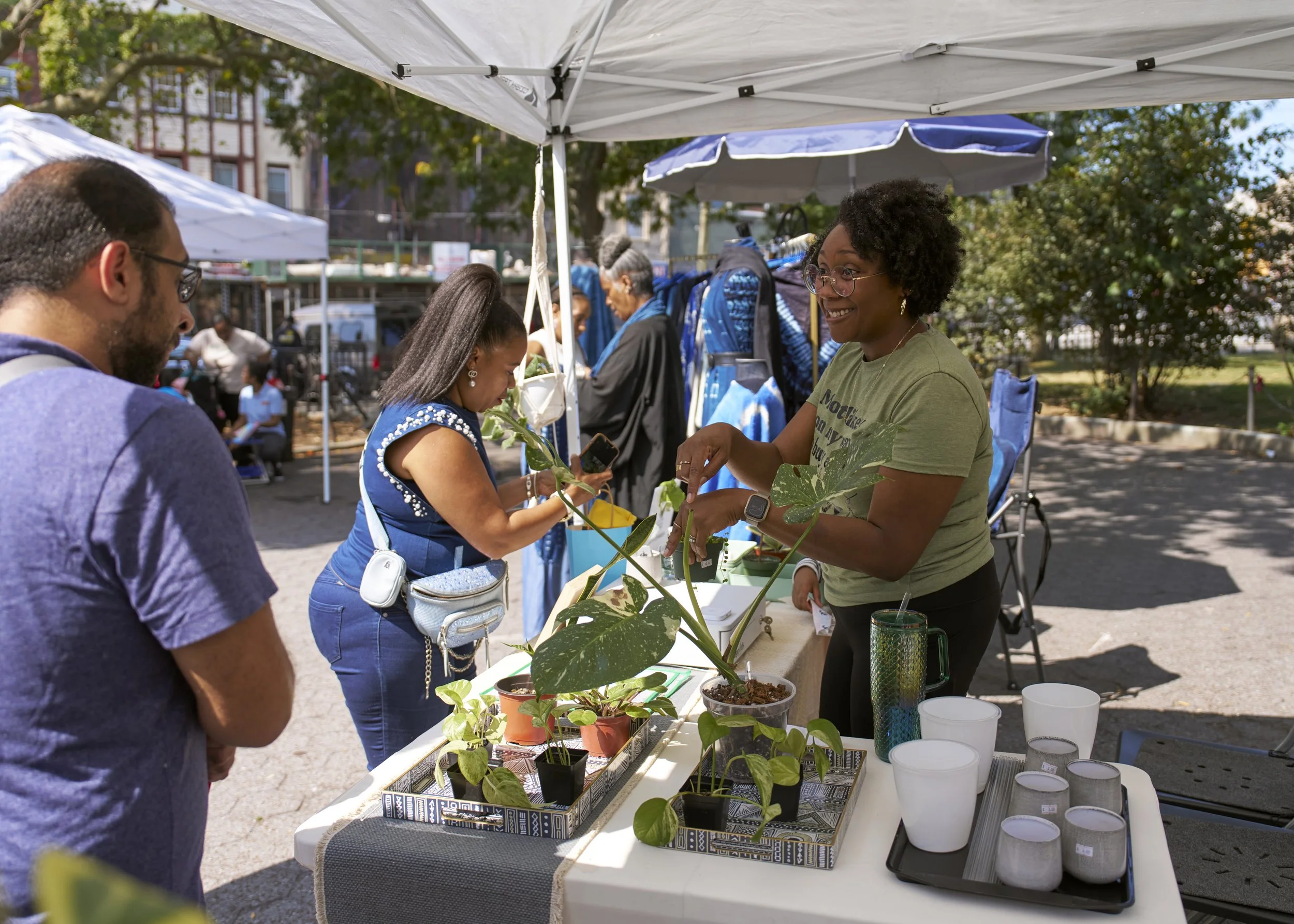 Shoppers and vendors at Tompkinsville Afro-Caribbean Food and Spice Market, Opening Day