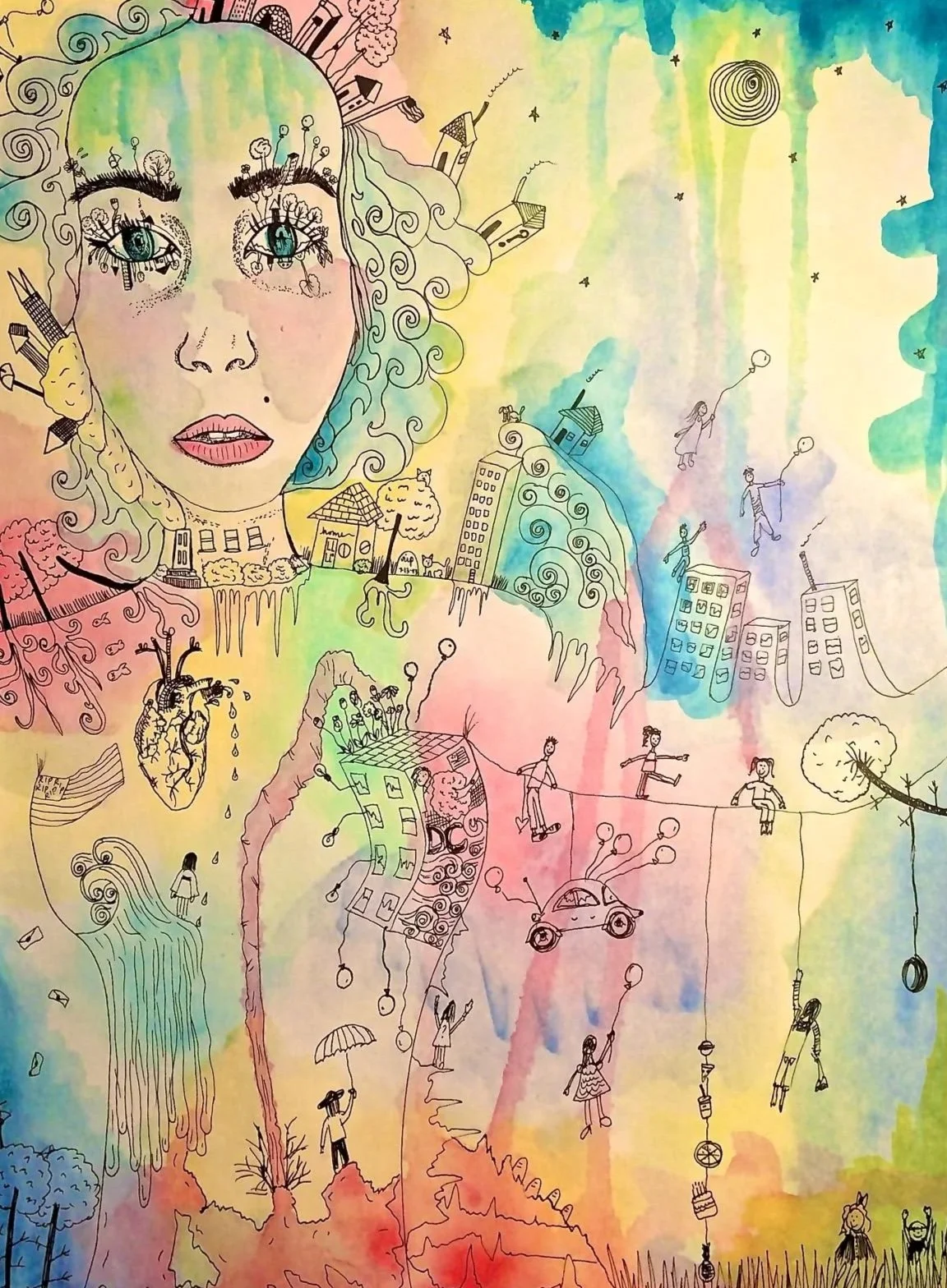 "Vivid Dreams"- 2015, Watercolor & Ink