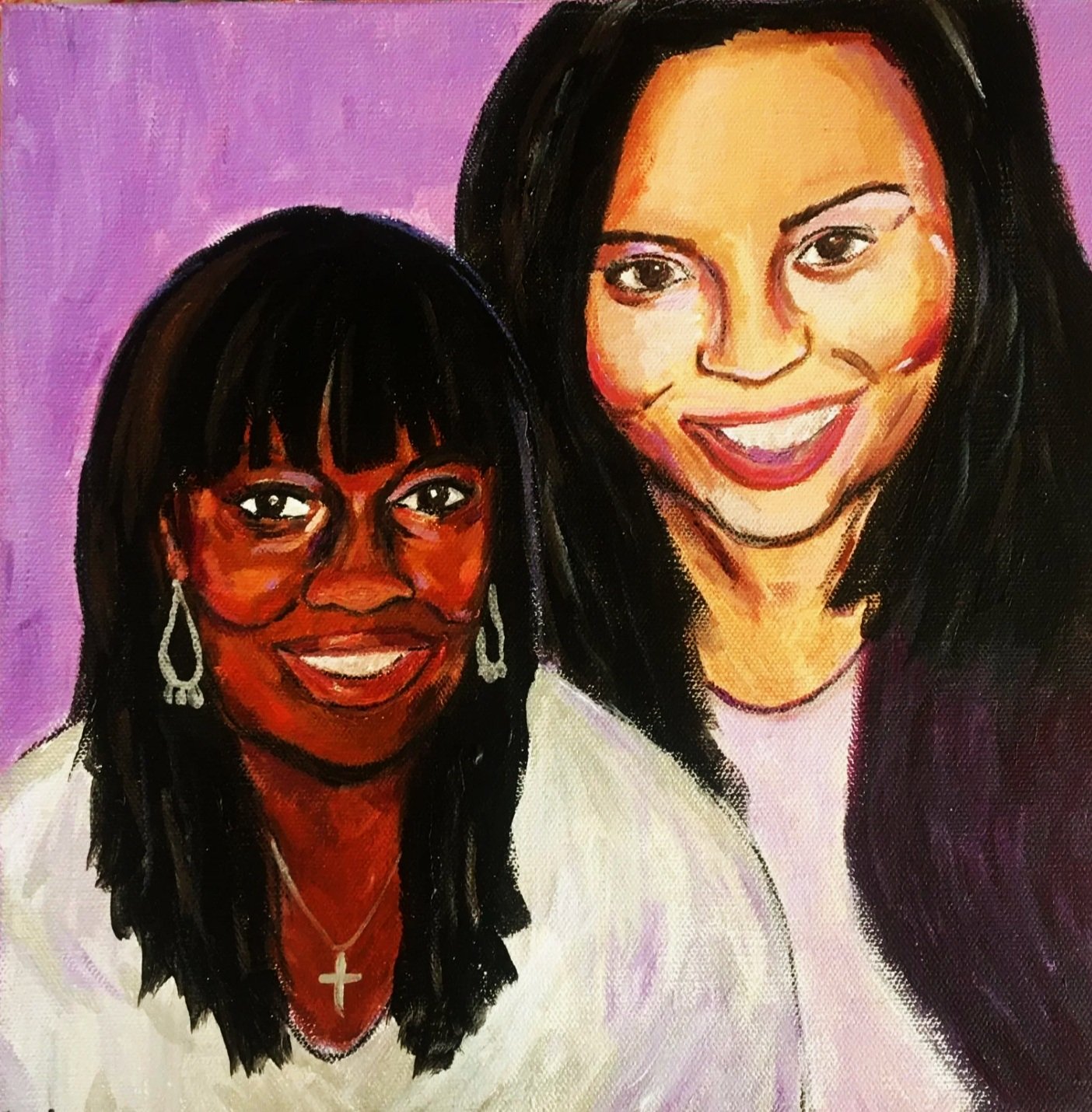 "Mother & Daughter," 2020, Acrylic 