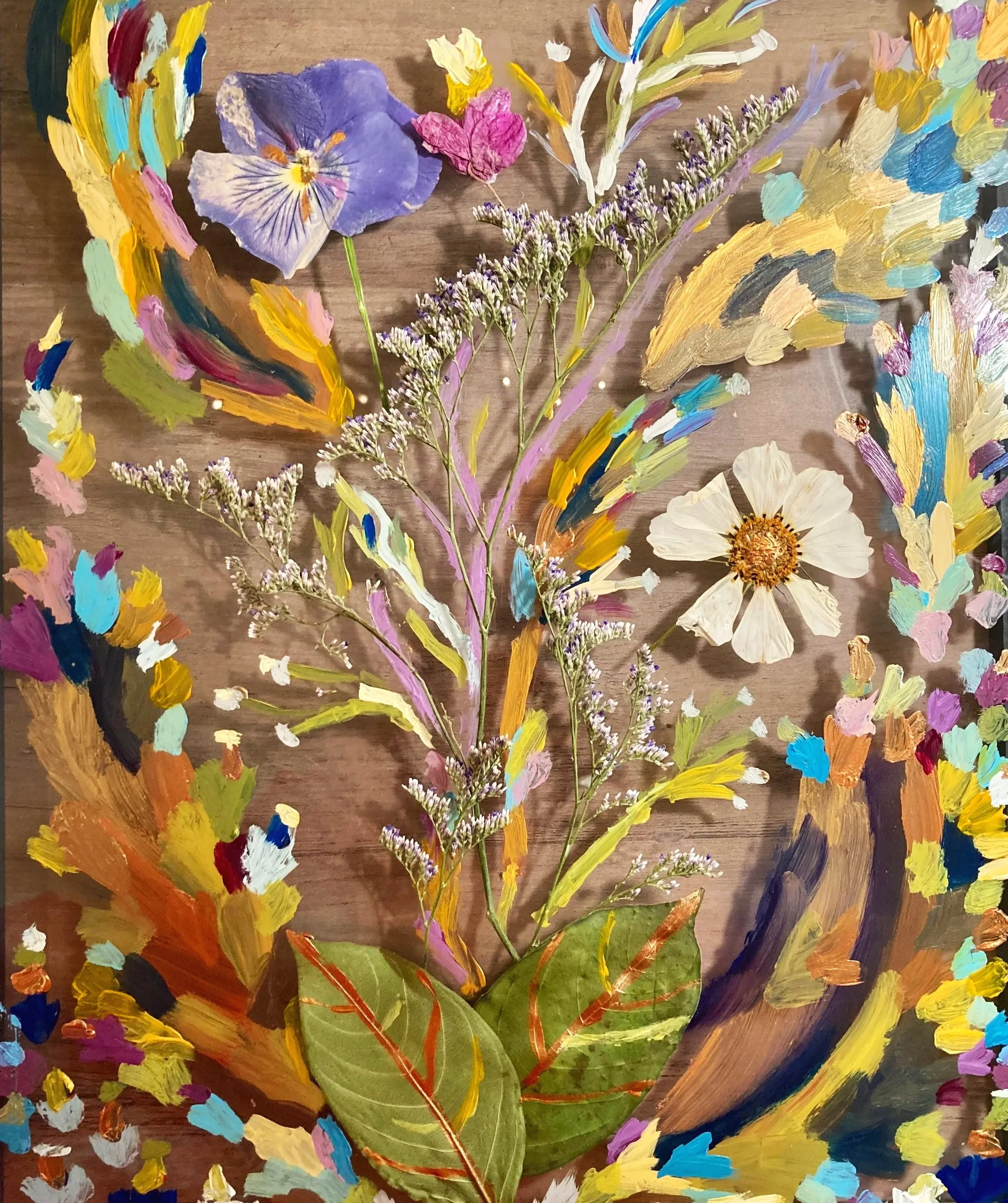 "Anthology," 2021, Pressed Flowers, Glass, Acrylic 