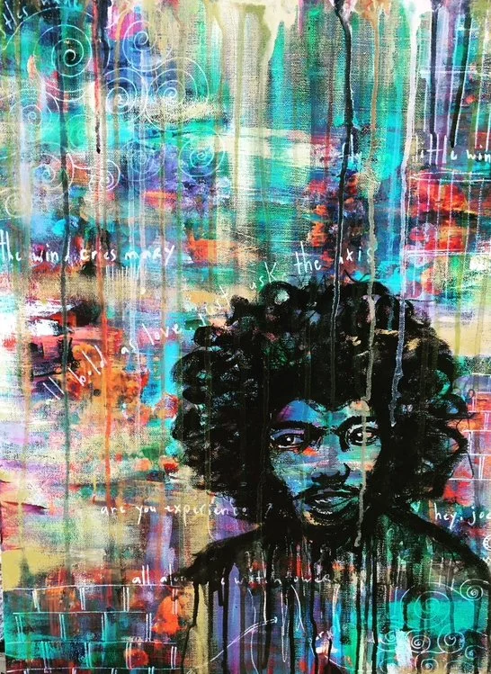 "Jimi," 2018, Acrylic 