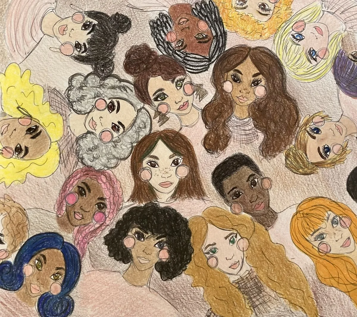 "Girl Power"- 2023, Crayola Colored Pencil, Ink 